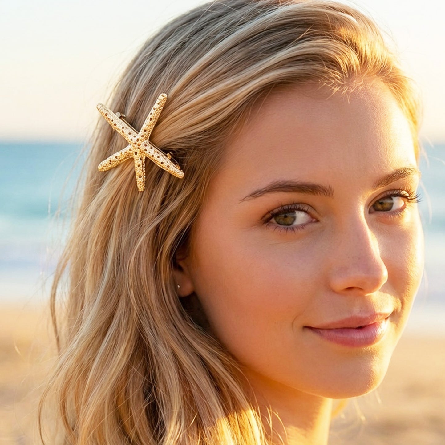 Barrette Texturée Shelly Étoile de Mer Doré