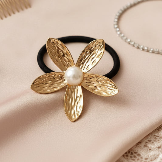 Élastique Casual Anémone Fleur d'Opaline Perlé Doré