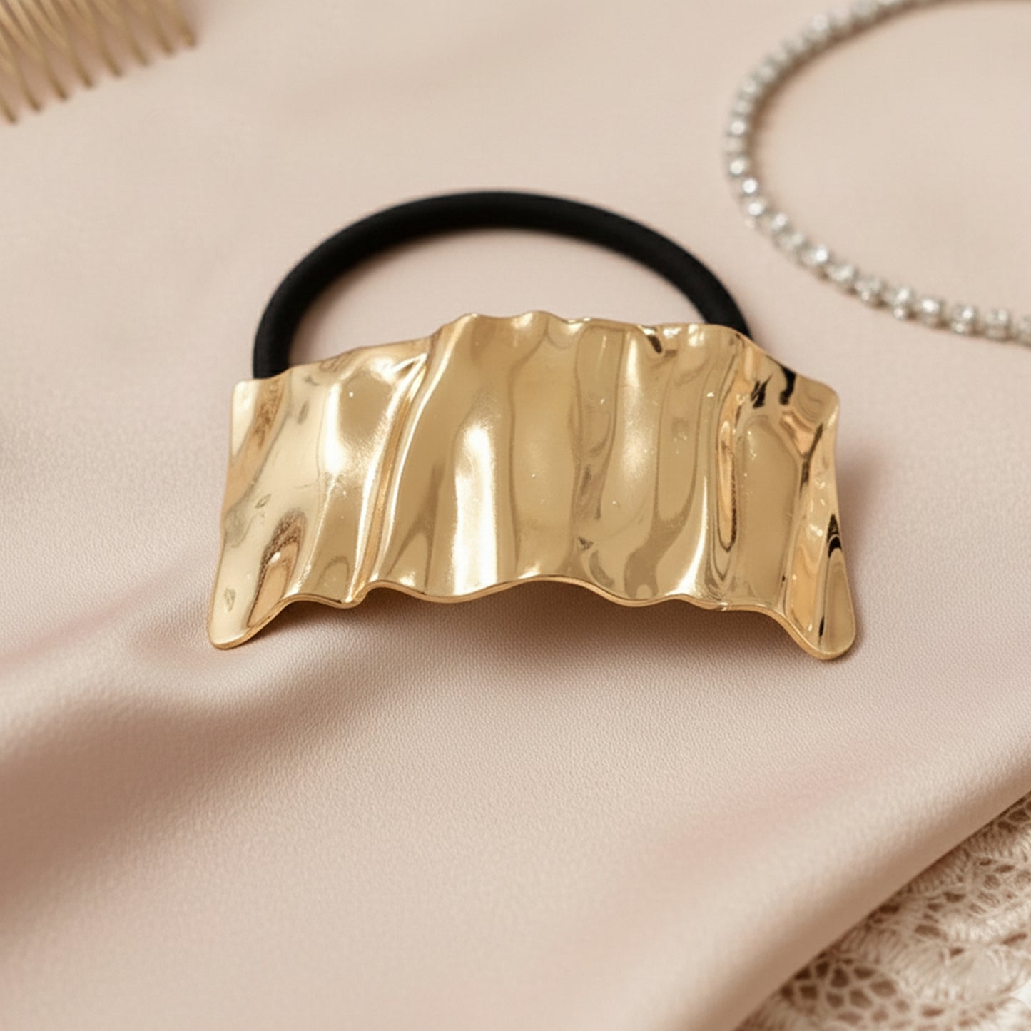 Élastique Casual Monica à Bande Texturée Doré