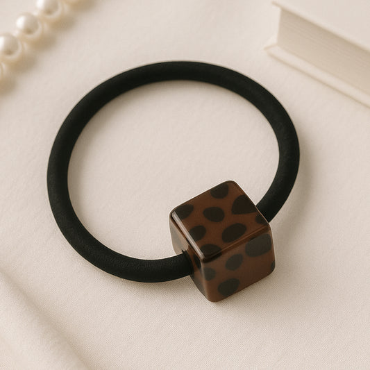 Élastique Casual Irina à Perle Cubique Léopard Marron Clair