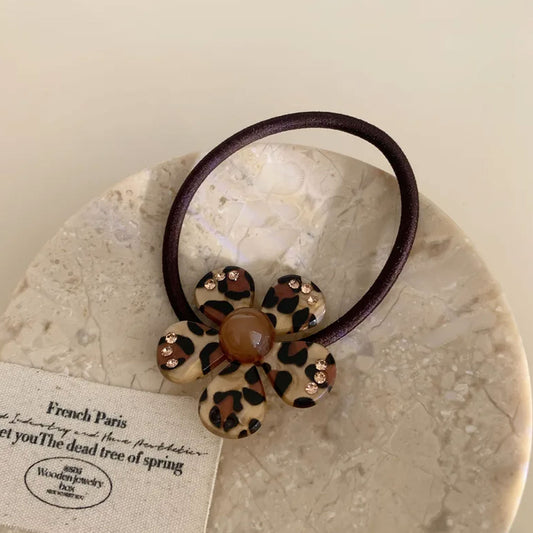Élastique à Fleur Nacré Léopard