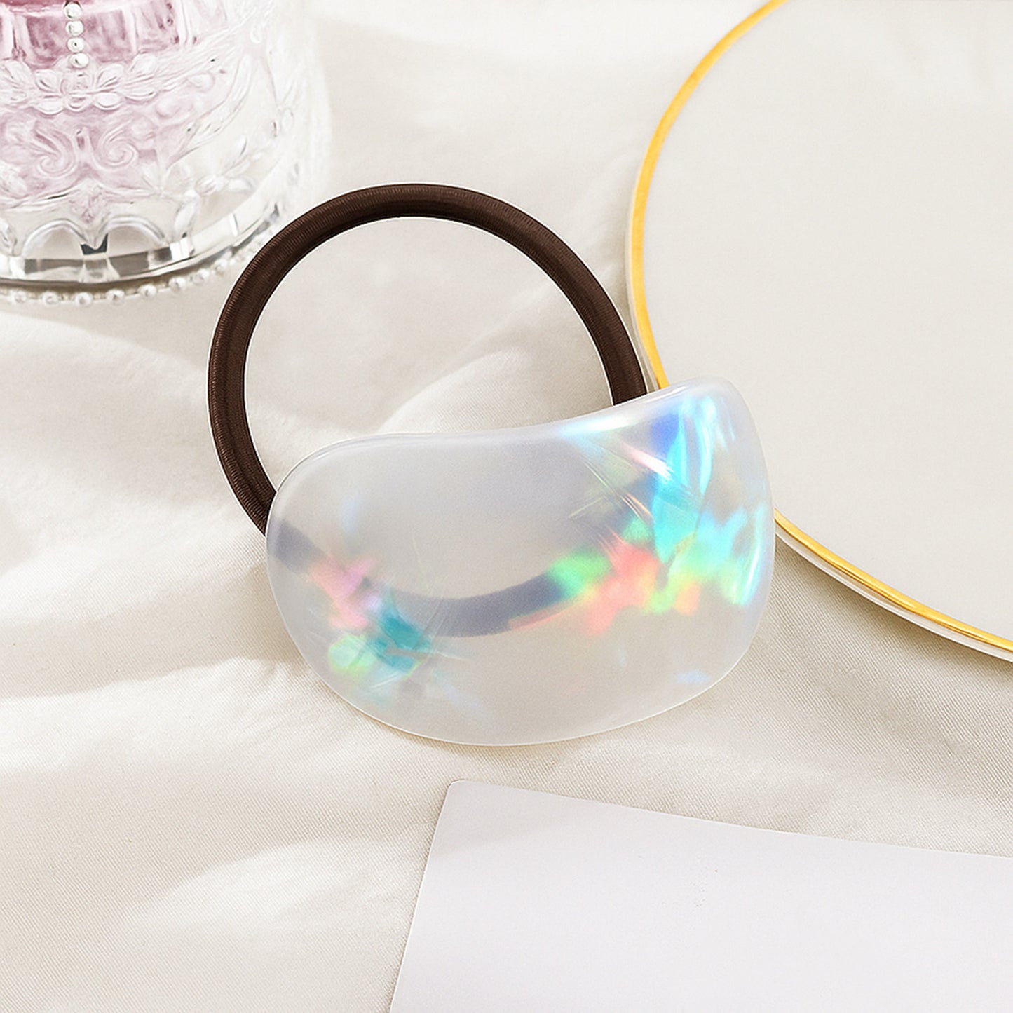 Élastique Casual Karmen avec Perle Marbré Blanc