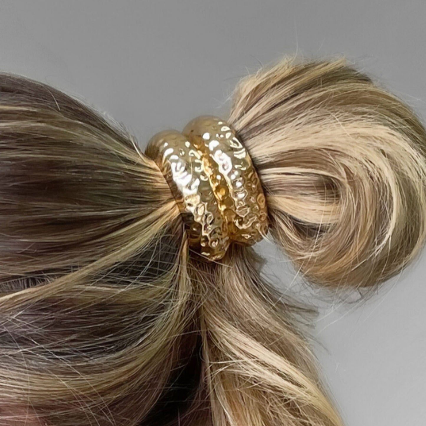 Élastique Casual pour Cheveux à Double Vague Raffiné Doré