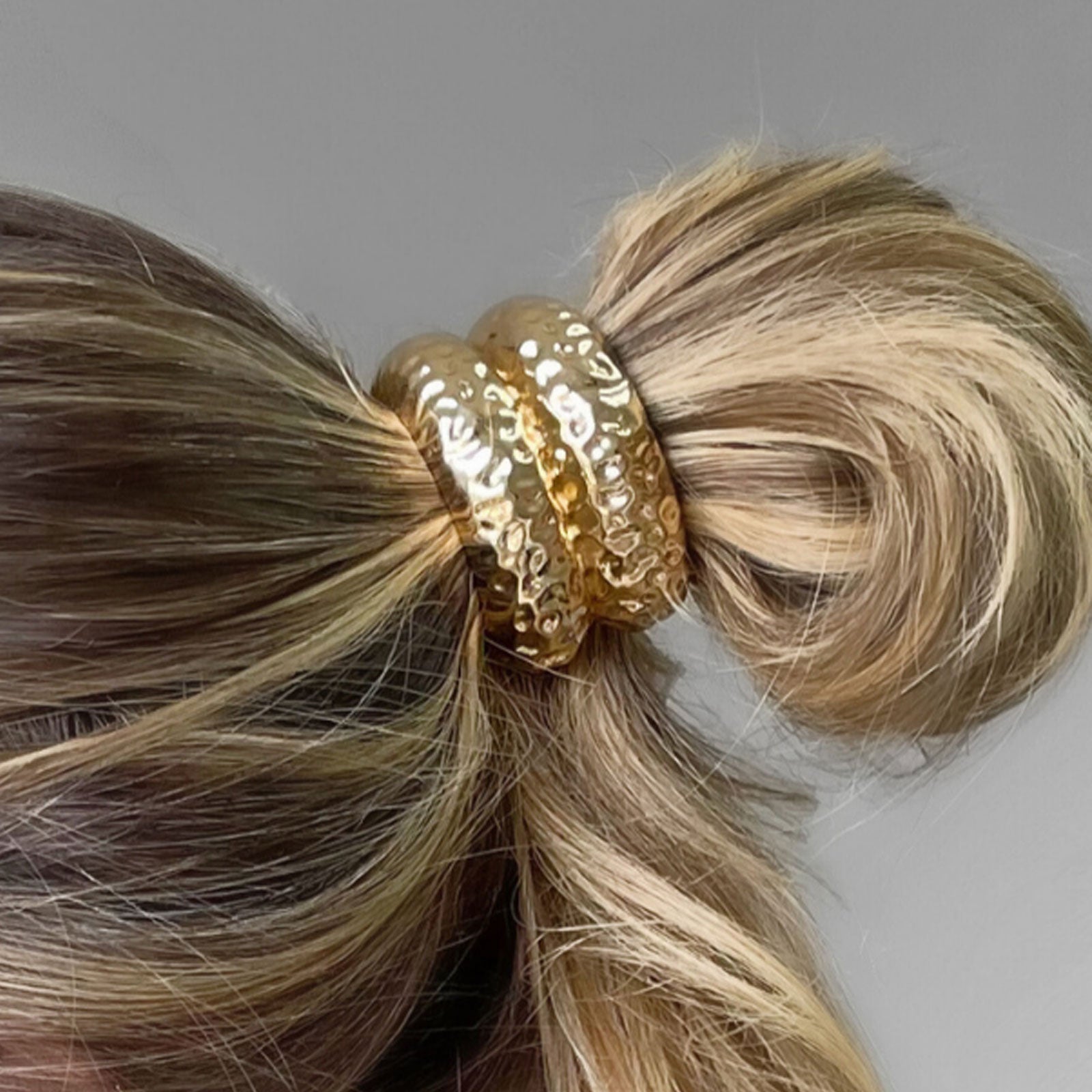 Élastique Casual pour Cheveux à Double Vague Raffiné Doré