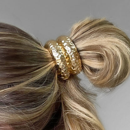 Élastique Casual pour Cheveux à Double Vague Raffiné Doré