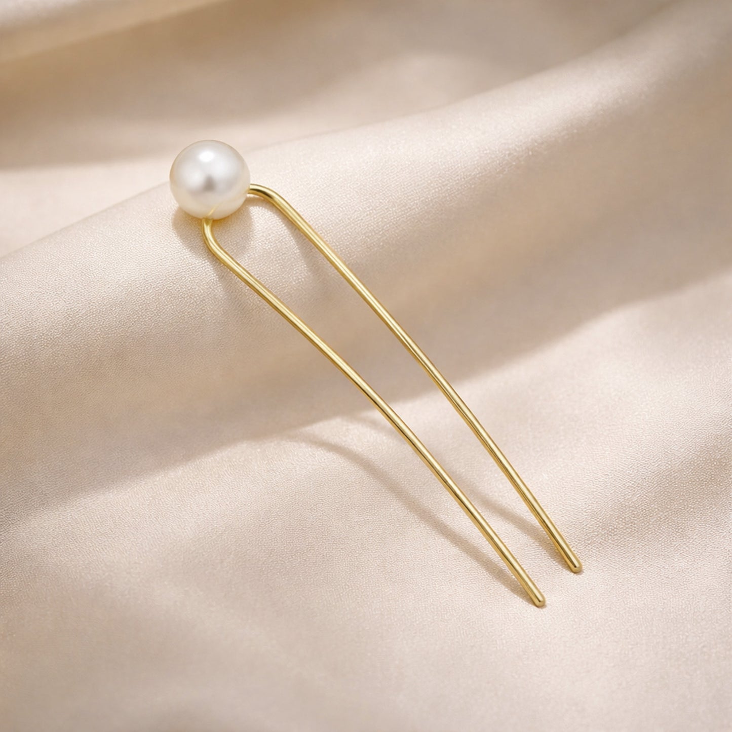 Pic à Chignon Doré Messy Bun avec Perle Ronde Nacrée