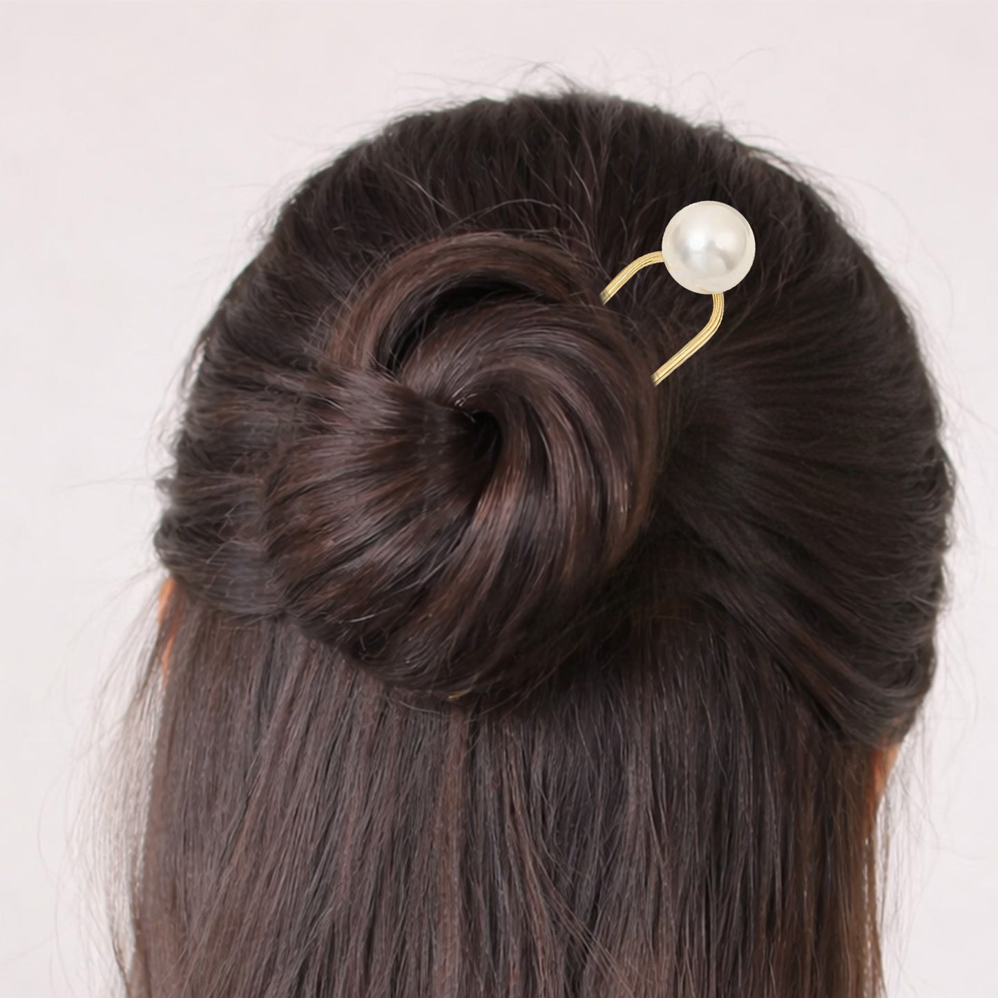 Pic à Chignon Doré Messy Bun avec Perle Ronde Nacrée
