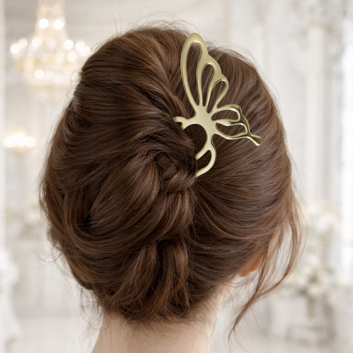 Épingle à Chignon Dorée - Papillon Solaire Minimaliste – Adopte un Chouchou