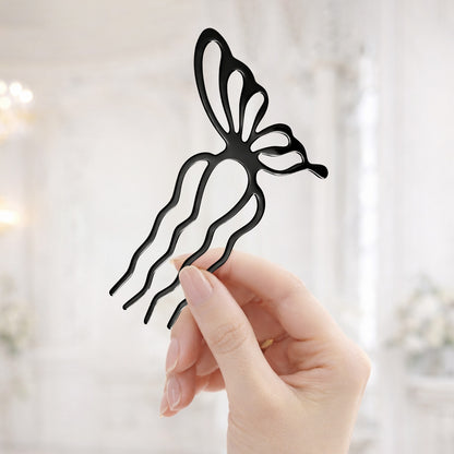 Épingle à Chignon Noire Papillon Solaire à Motif Aile Minimaliste