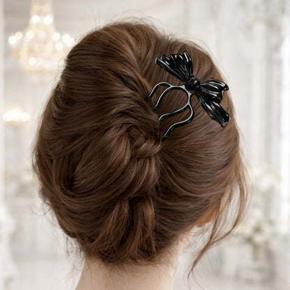 Peigne à Chignon Noir Nœud Papillon Style Coréen