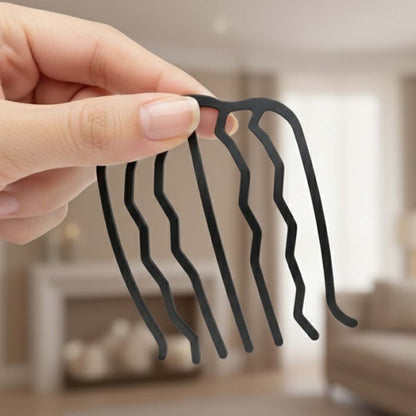 Peigne à Chignon Noir Brise Douce aux Lignes Ondoyantes Effet Vague