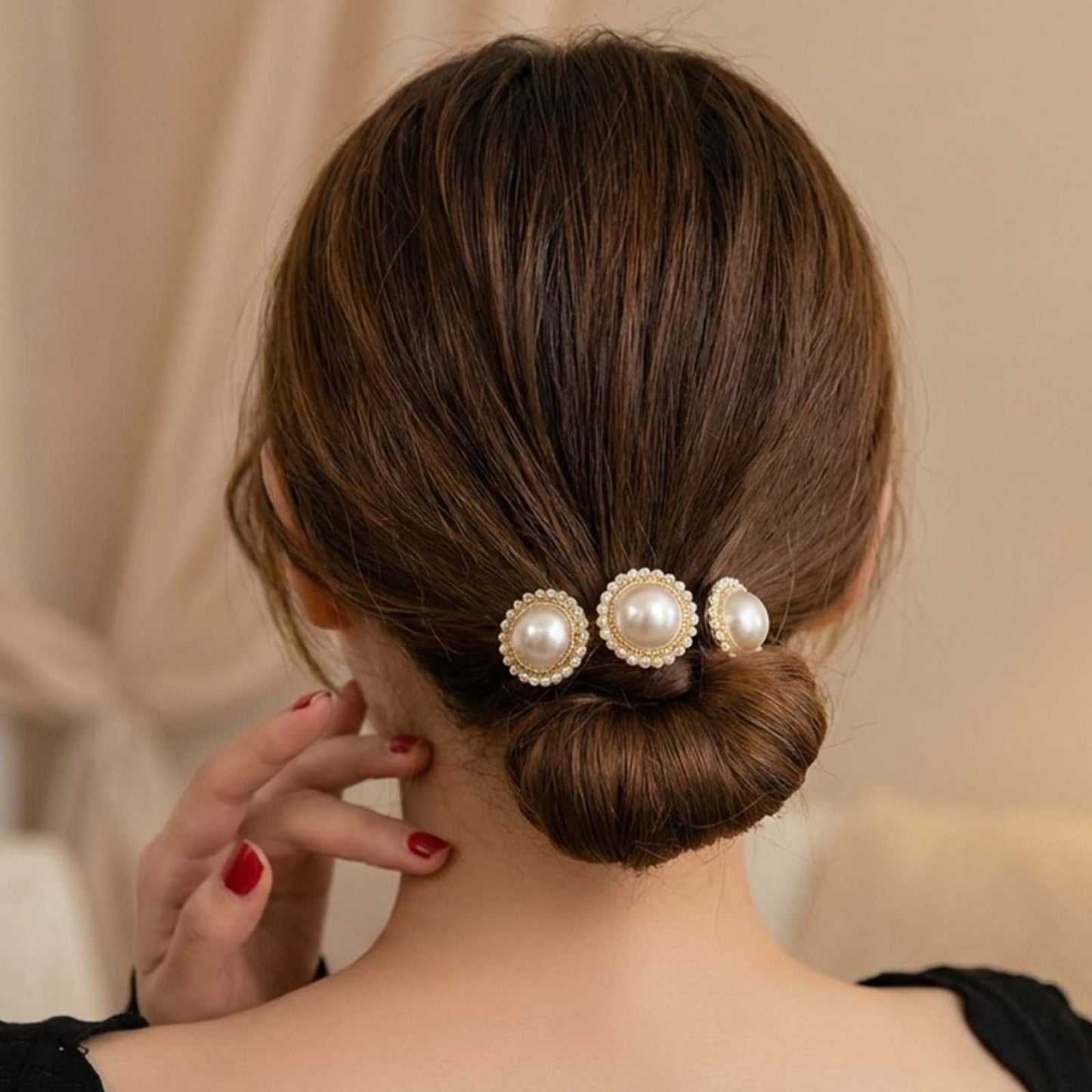 Épingle Torsadée pour Chignon Médaillons Perlés