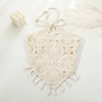 Bandana Crochet Calypso à Franges Blanc