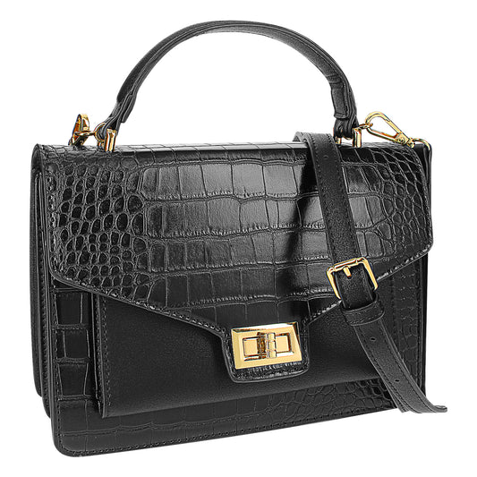 Sac Bandoulière en Similicuir Effet Croco L'Atelier Noir
