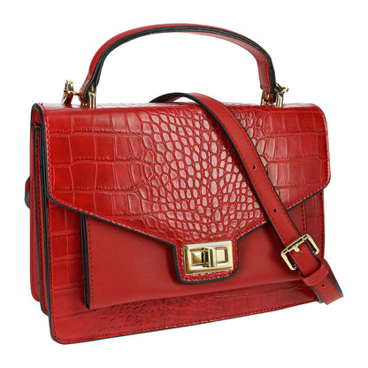 Sac Bandoulière en Similicuir Effet Croco L'Atelier Rouge
