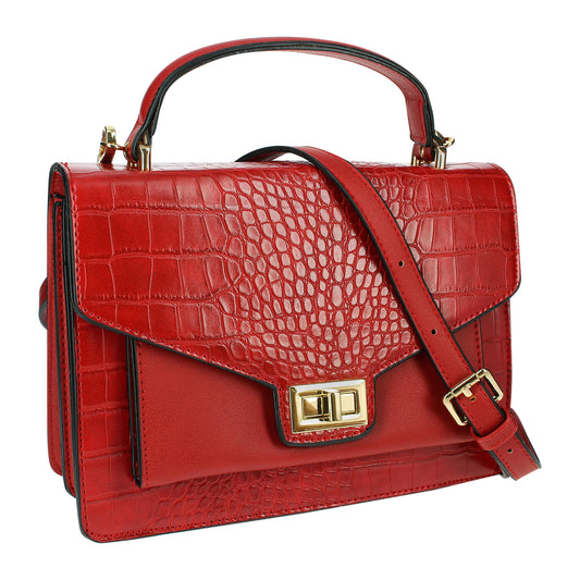 Sac Bandoulière en Similicuir Effet Croco L'Atelier Rouge