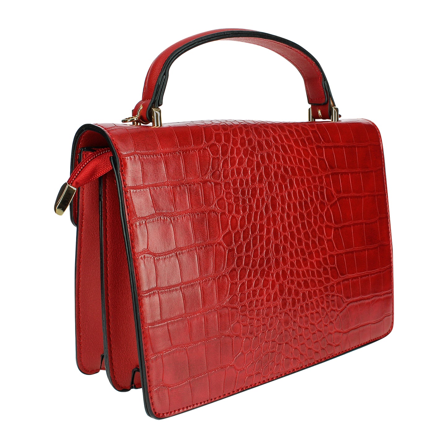 Sac Bandoulière en Similicuir Effet Croco L'Atelier Rouge