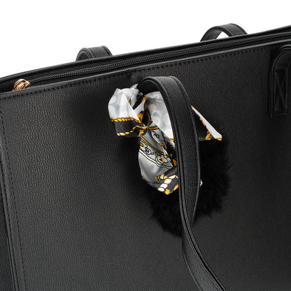 Sac Cabas en Similicuir à Foulard Inès Noir