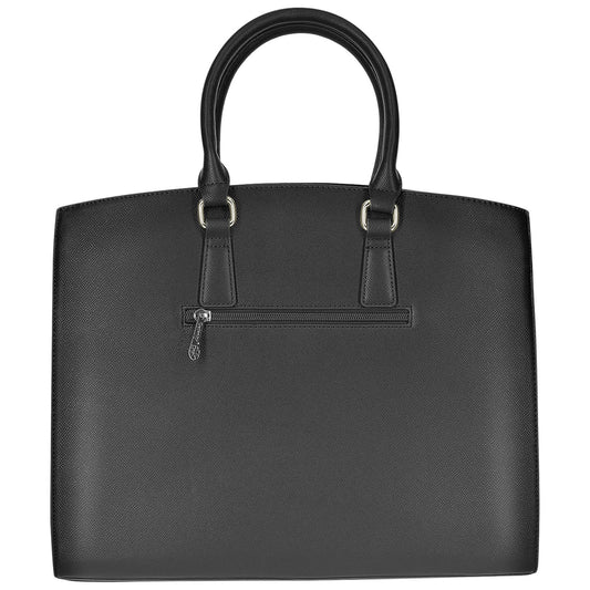 Sac Cabas en Similicuir Grainé Rigide L'Attitude Noir