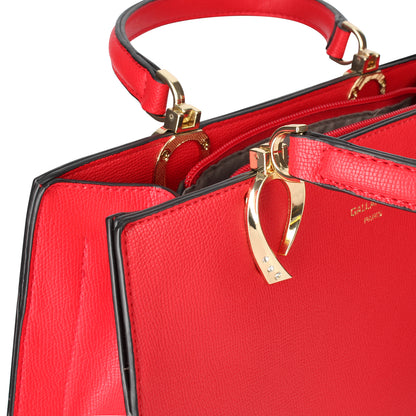 Sac en Similicuir Grainé à Bandoulière Vespera Rouge