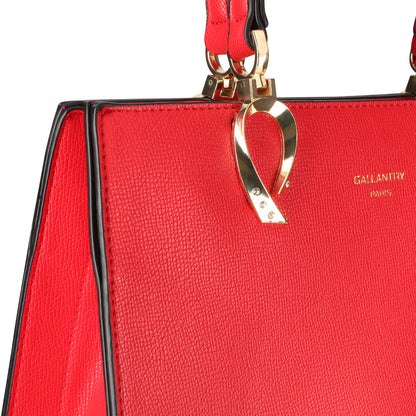 Sac en Similicuir Grainé à Bandoulière Vespera Rouge