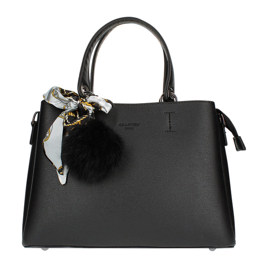 Sac à Main à Pompom et Foulard La Grâce Noir