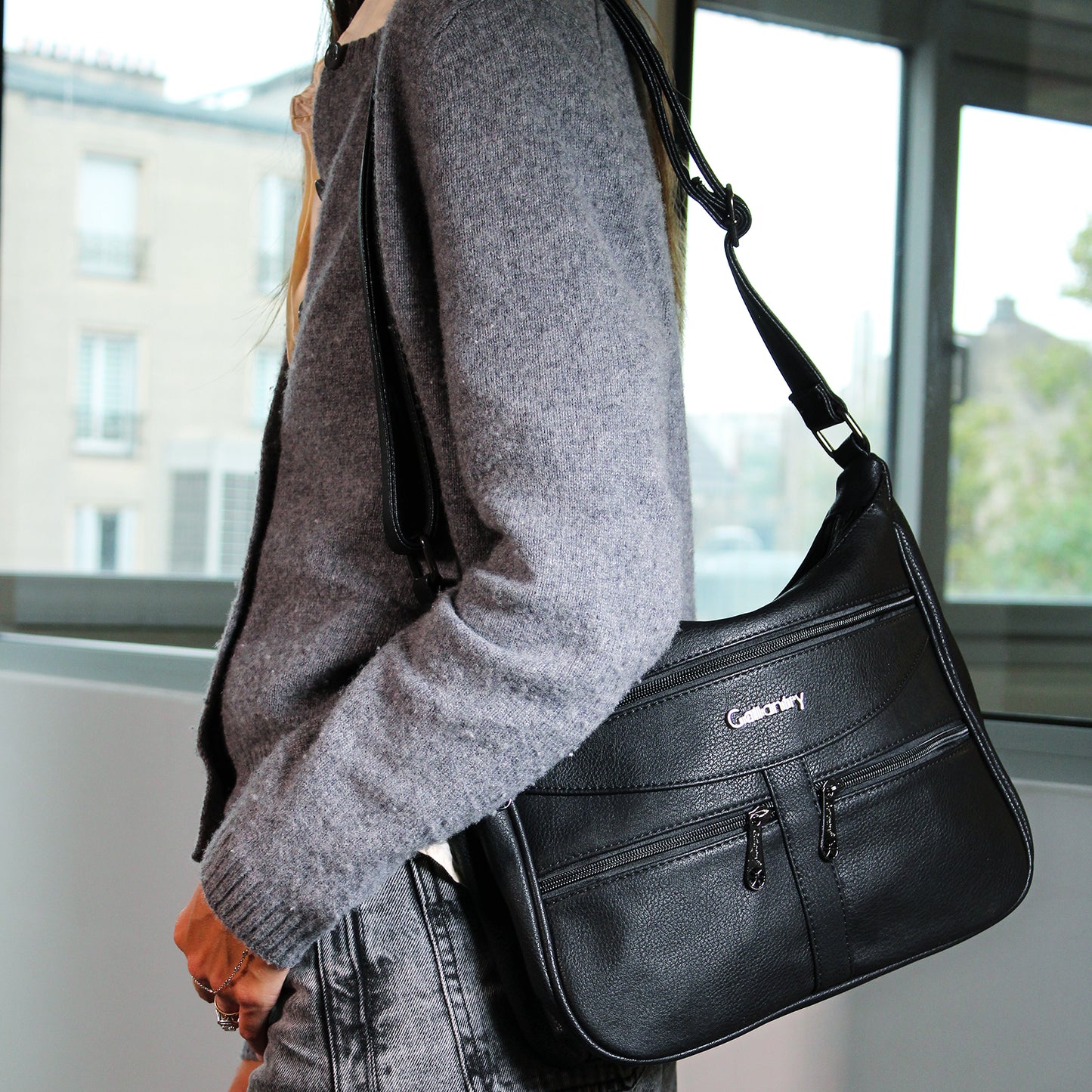 Sac Multi-Poches Zippées à Bandoulière La Fusion Noir