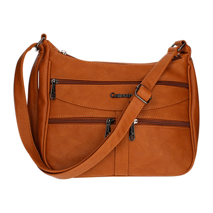 Sac Multi-Poches Zippées à Bandoulière La Fusion Marron