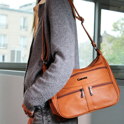 Sac Multi-Poches Zippées à Bandoulière La Fusion Marron