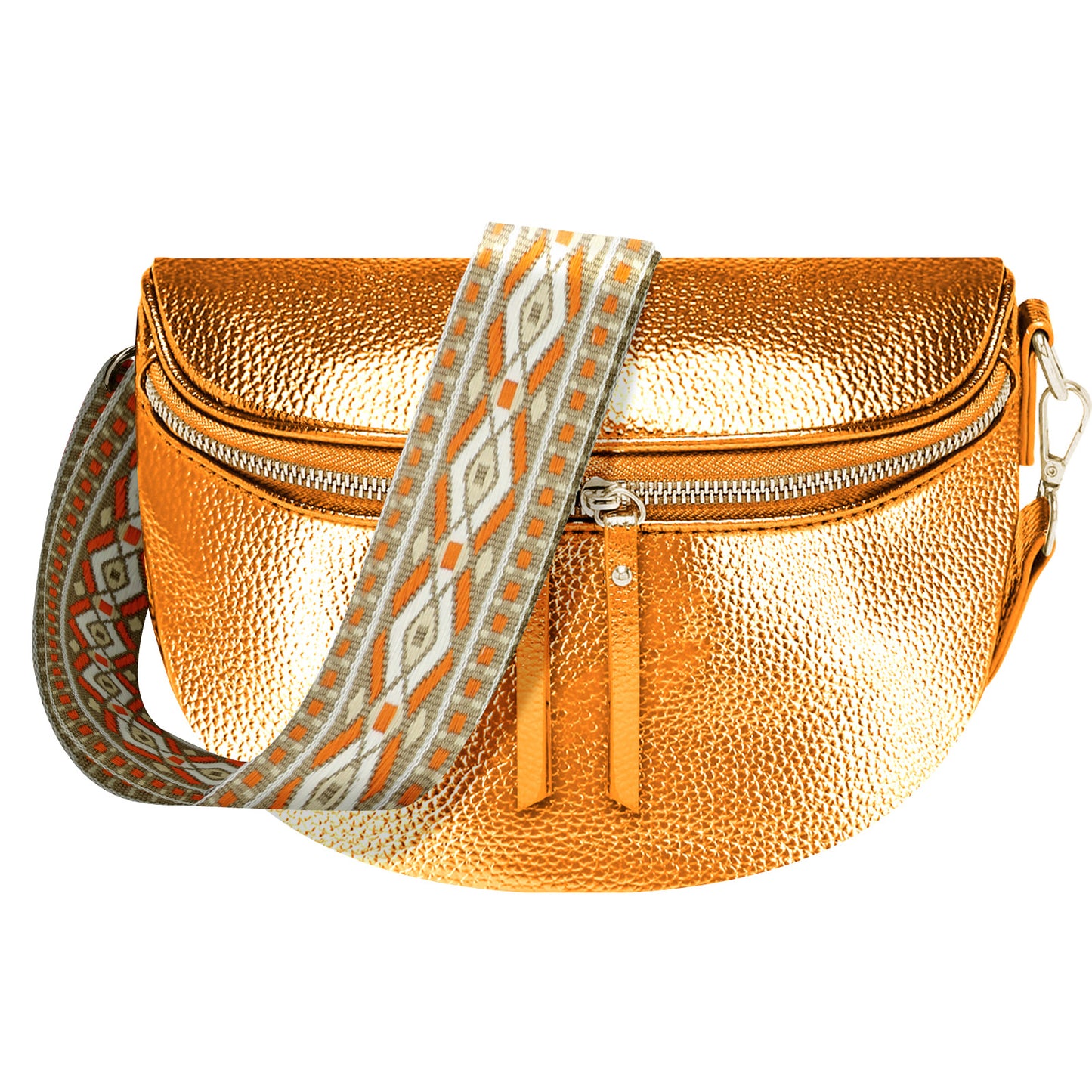 Sac Banane à Bandoulière Motif Aztèque La Note Orange