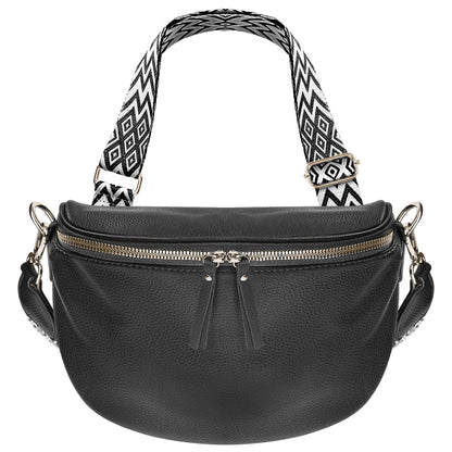 Sac Banane en Similicuir à Bandoulière Chevron Melissa Noir