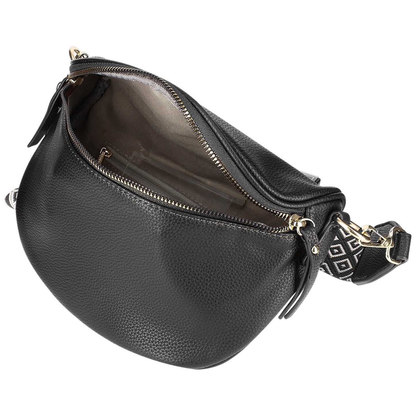 Sac Banane en Similicuir à Bandoulière Chevron Melissa Noir