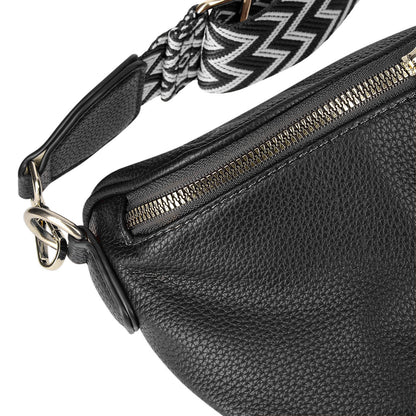 Sac Banane en Similicuir à Bandoulière Chevron Melissa Noir