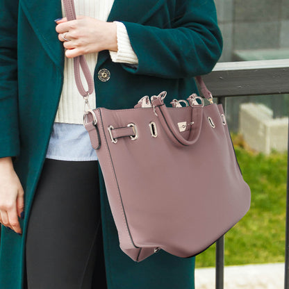 Sac Cabas en Similicuir Grainé à Bandoulière Renée Rose