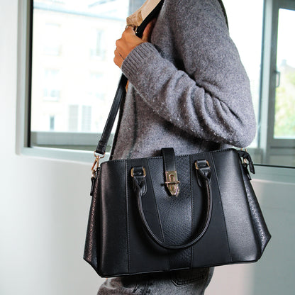 Sac à Main Fourre-Tout Multi-Texture Brielle Noir