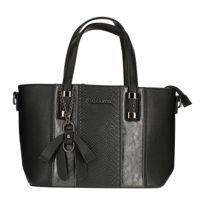 Sac Cabas à Texture Croco et Pendentif L'Affirmée Noir