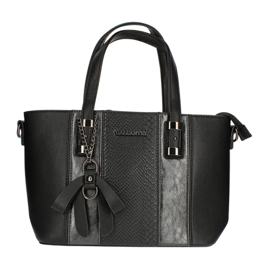 Sac Cabas à Texture Croco et Pendentif L'Affirmée Noir