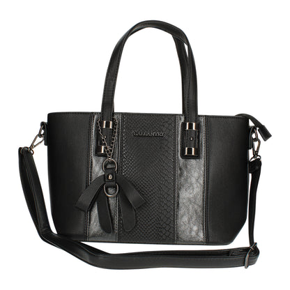 Sac Cabas à Texture Croco et Pendentif L'Affirmée Noir