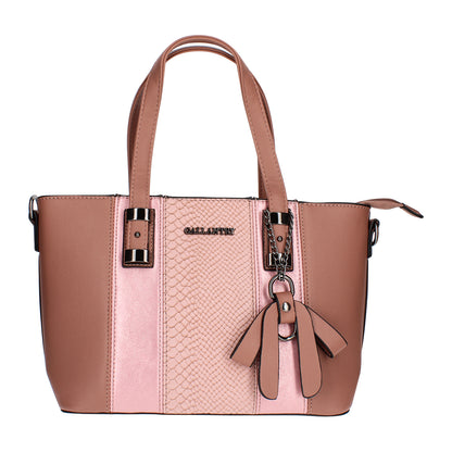 Sac Cabas à Texture Croco et Pendentif L'Affirmée Rose Antique