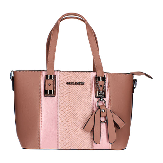 Sac Cabas à Texture Croco et Pendentif L'Affirmée Rose Antique