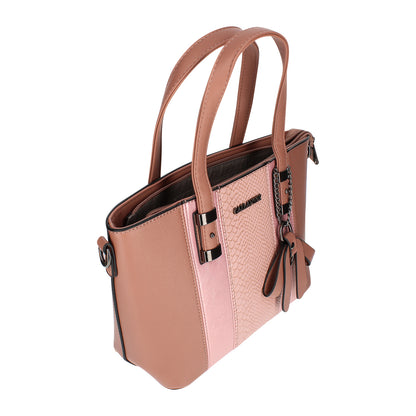 Sac Cabas à Texture Croco et Pendentif L'Affirmée Rose Antique