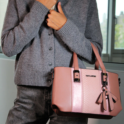 Sac Cabas à Texture Croco et Pendentif L'Affirmée Rose Antique