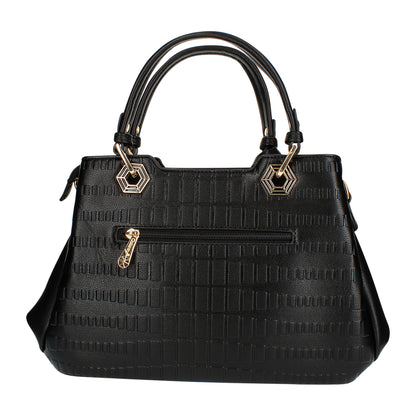 Sac Cabas à Texture Embossée et Marguerite La Majestueuse Noir