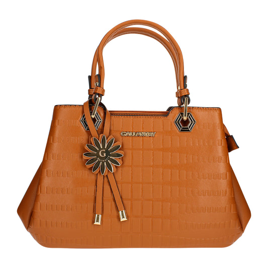 Sac Cabas à Texture Embossée et Marguerite La Majestueuse Marron