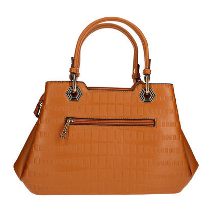 Sac Cabas à Texture Embossée et Marguerite La Majestueuse Marron