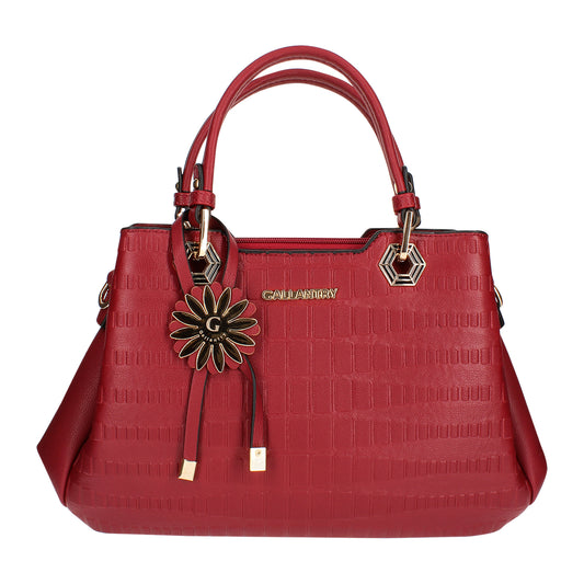 Sac Cabas à Texture Embossée et Marguerite La Majestueuse Rouge
