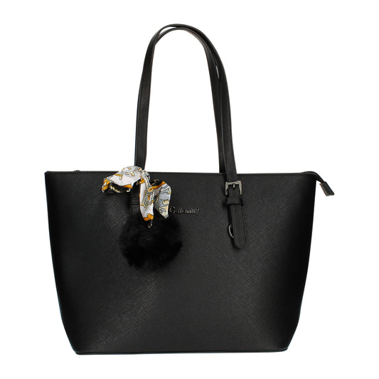 Sac Cabas à Pompom et Foulard Allyson Noir
