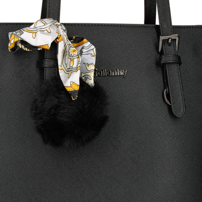 Sac Cabas à Pompom et Foulard Allyson Noir
