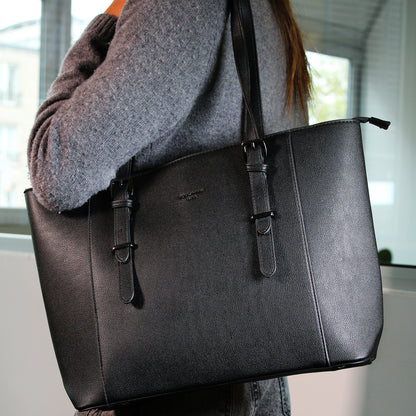 Sac Cabas en Similicuir à Boucle Chromée Azzura Noir