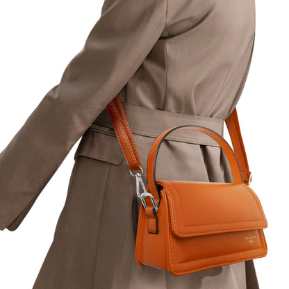 Sac Top-Handle en Similicuir à Bandoulière Chelsea Marron
